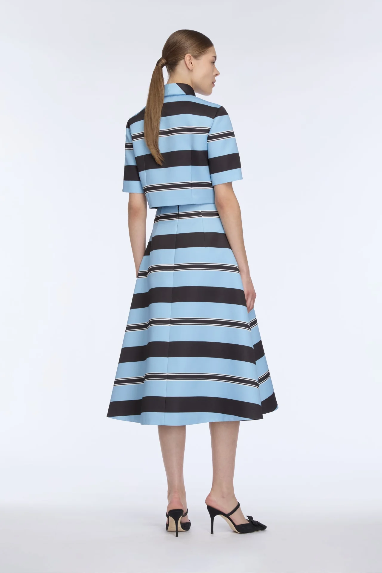 Natalie Top in Blue & Black Striped Taffeta Faille - Image 5