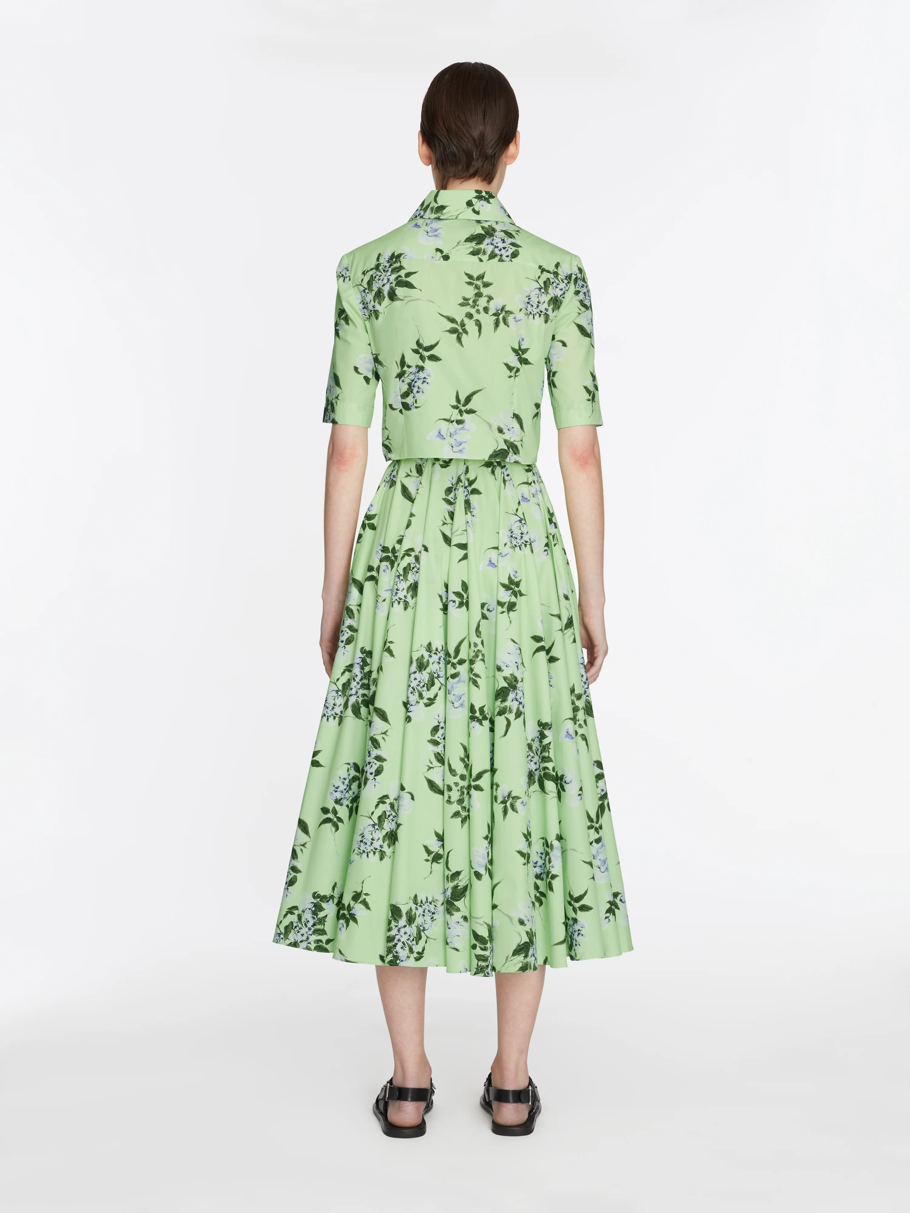 Natalie Top in Lilac Lillies & Cherry Print on Green Organic Cotton - Image 5