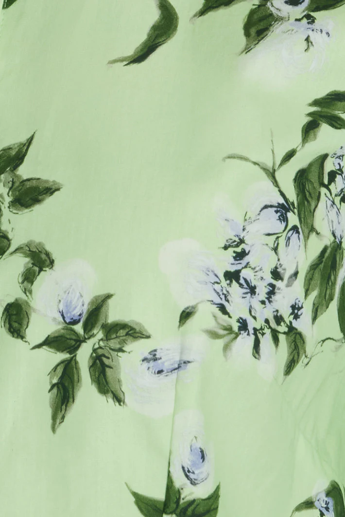 Natalie Top in Lilac Lillies & Cherry Print on Green Organic Cotton - Image 6