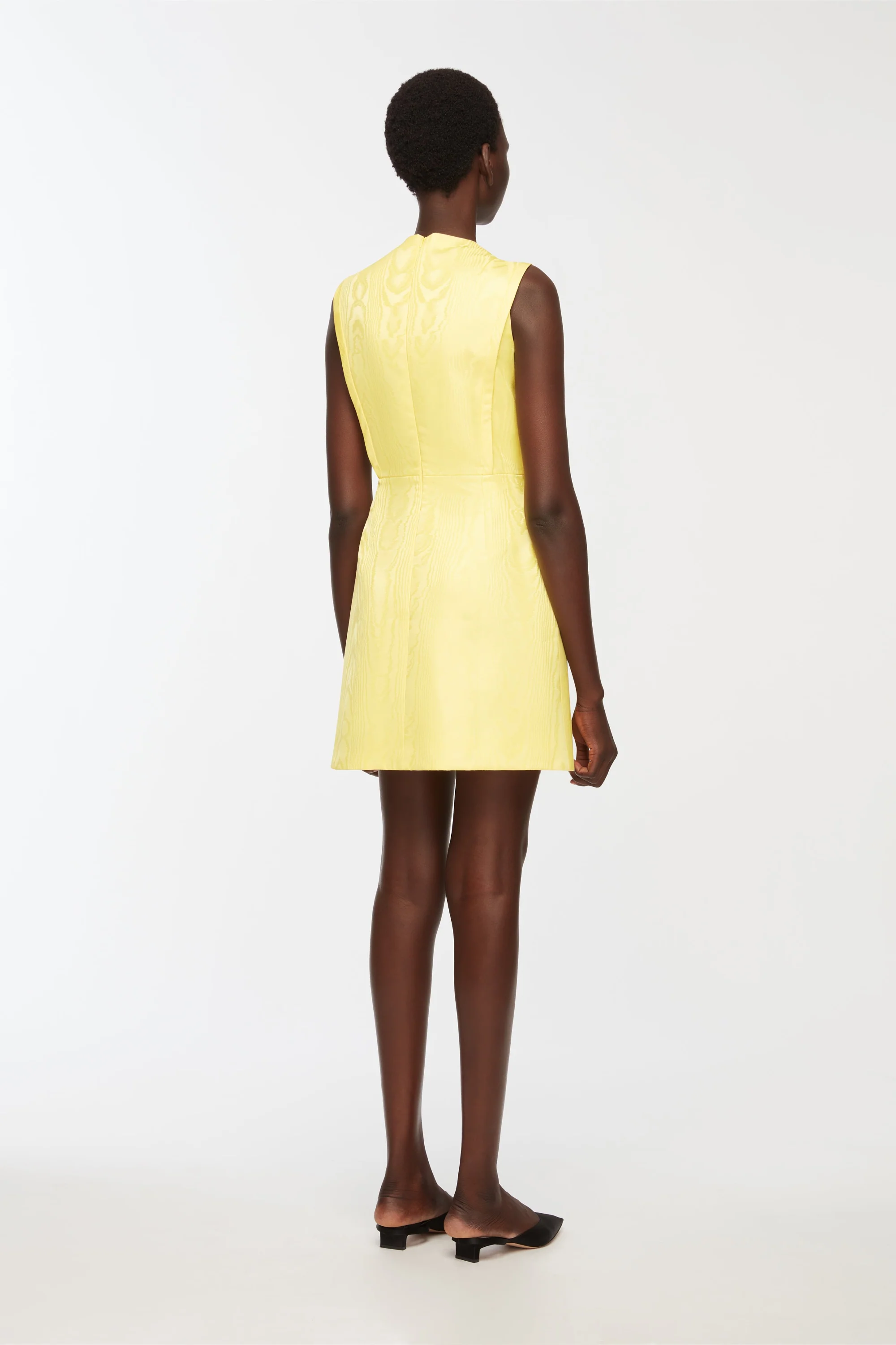 Neelam Dress In Lemon Moire Mikado - Image 3