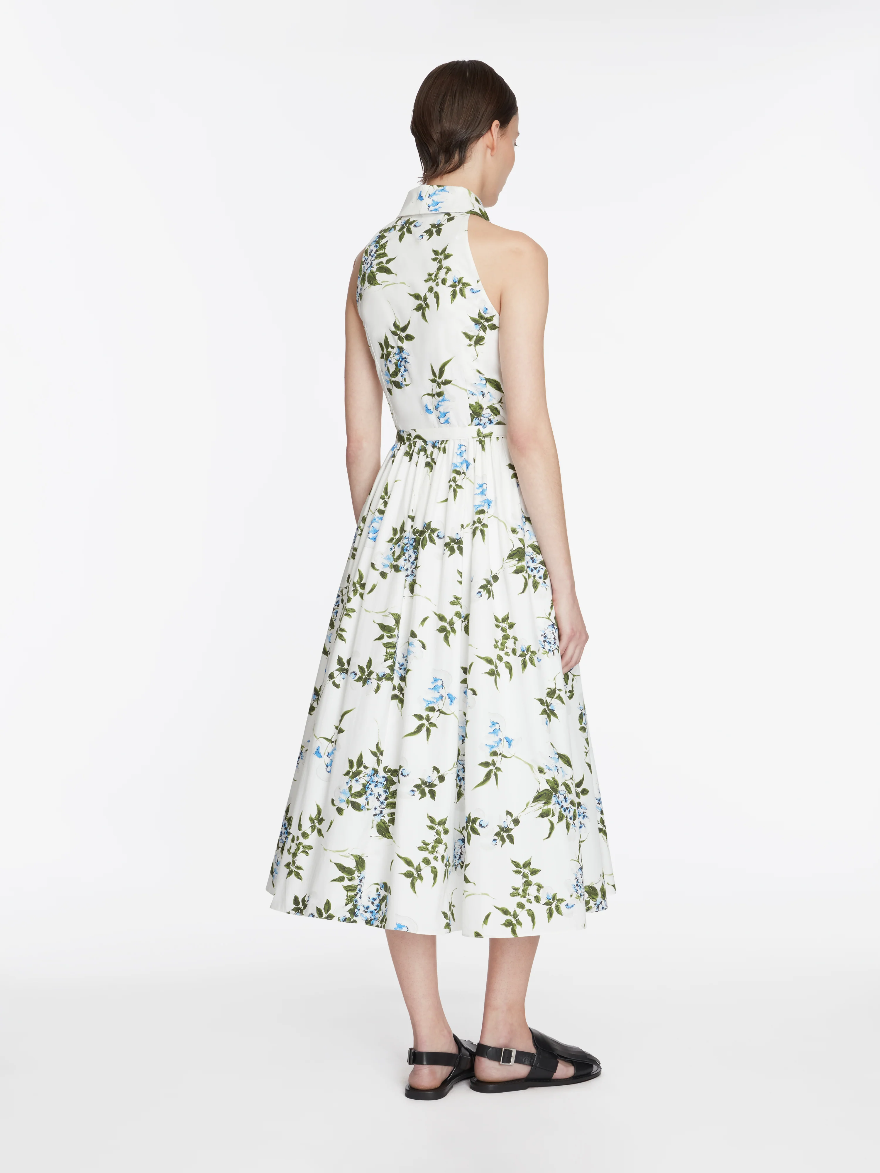Norika Dress In Lilac Lillies & Cherry Print on White Organic Cotton - Image 4