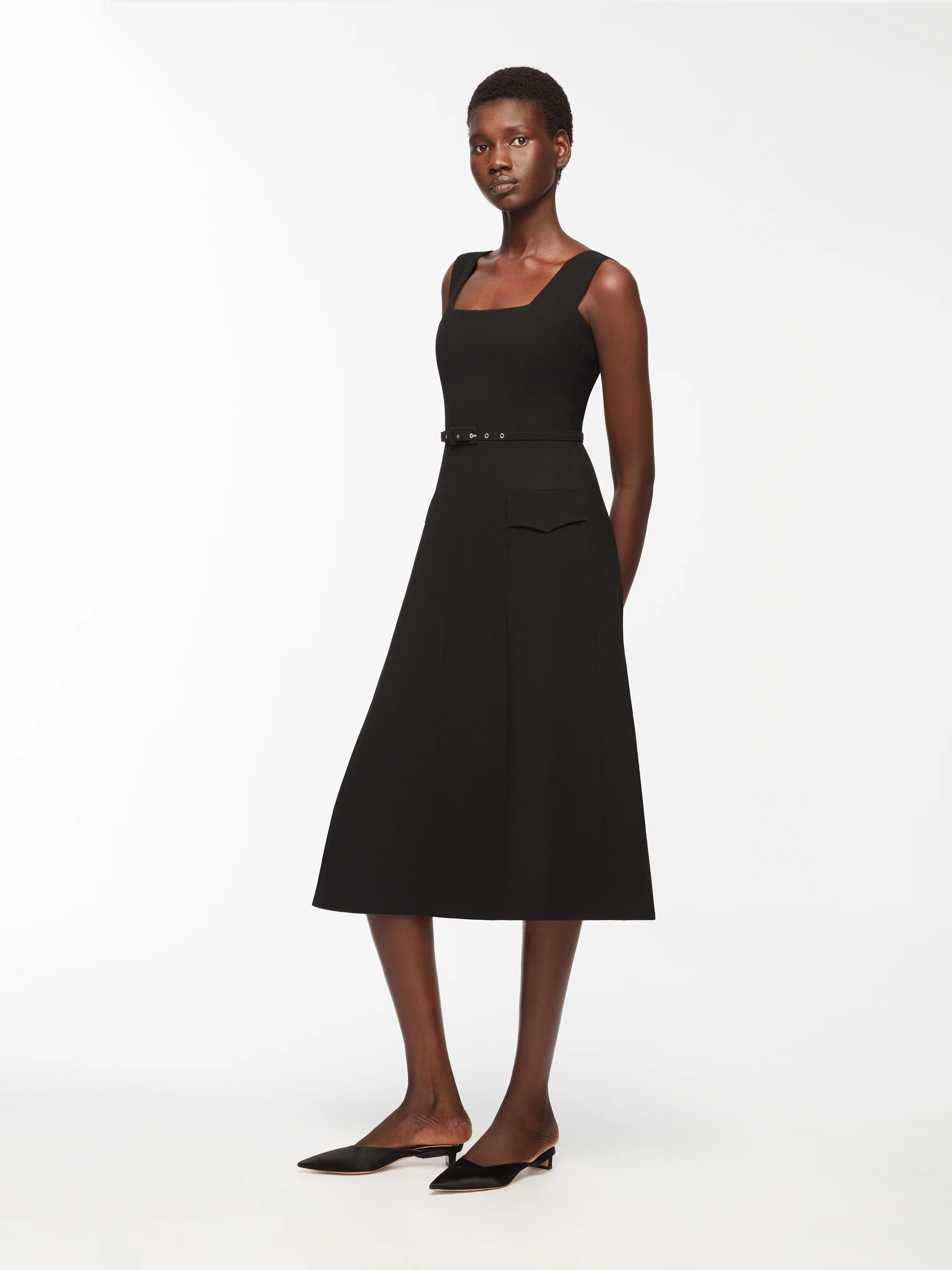 Petra Dress in Black Single Wool Crepe - Image 3