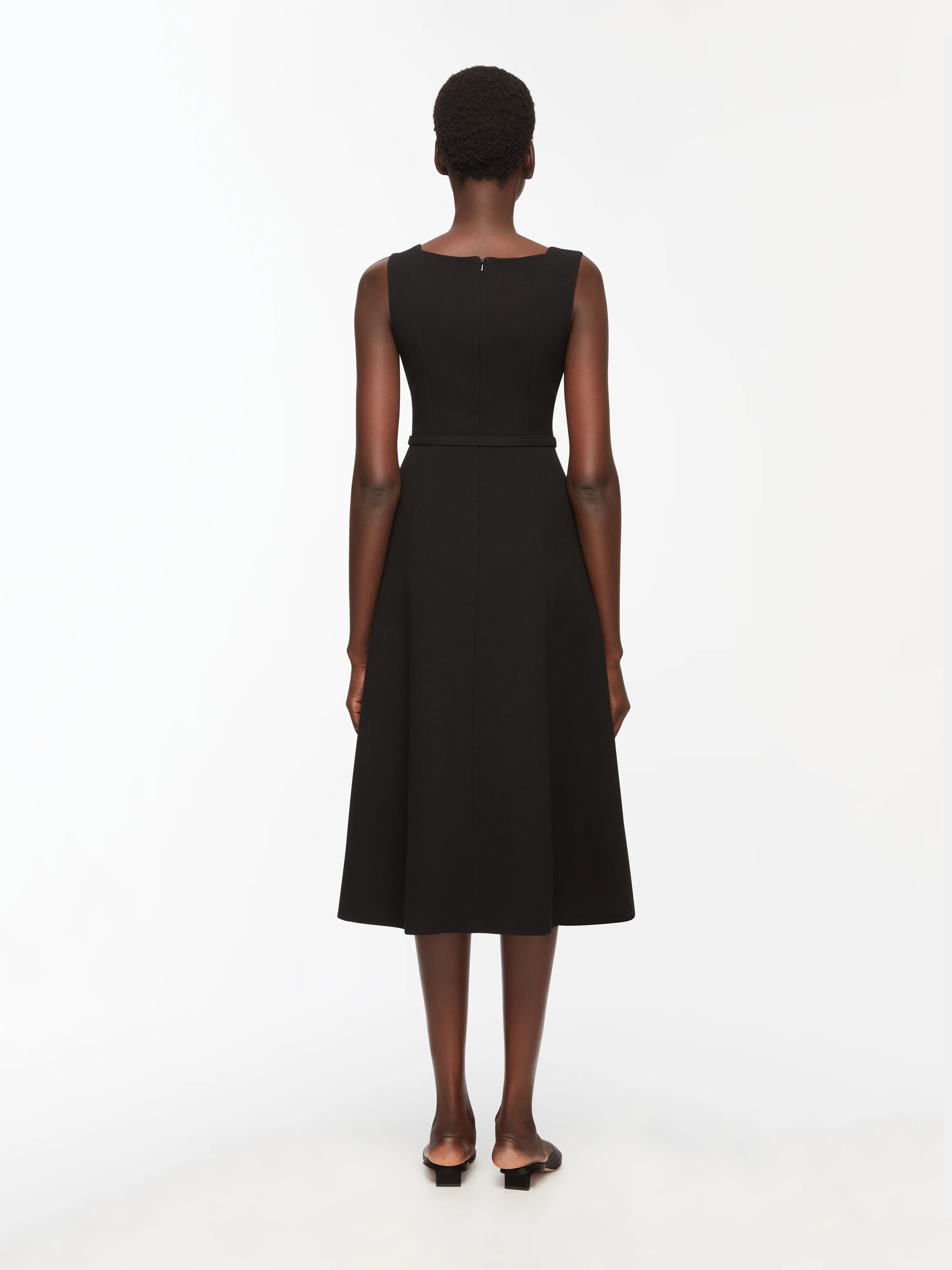 Petra Dress in Black Single Wool Crepe - Image 4