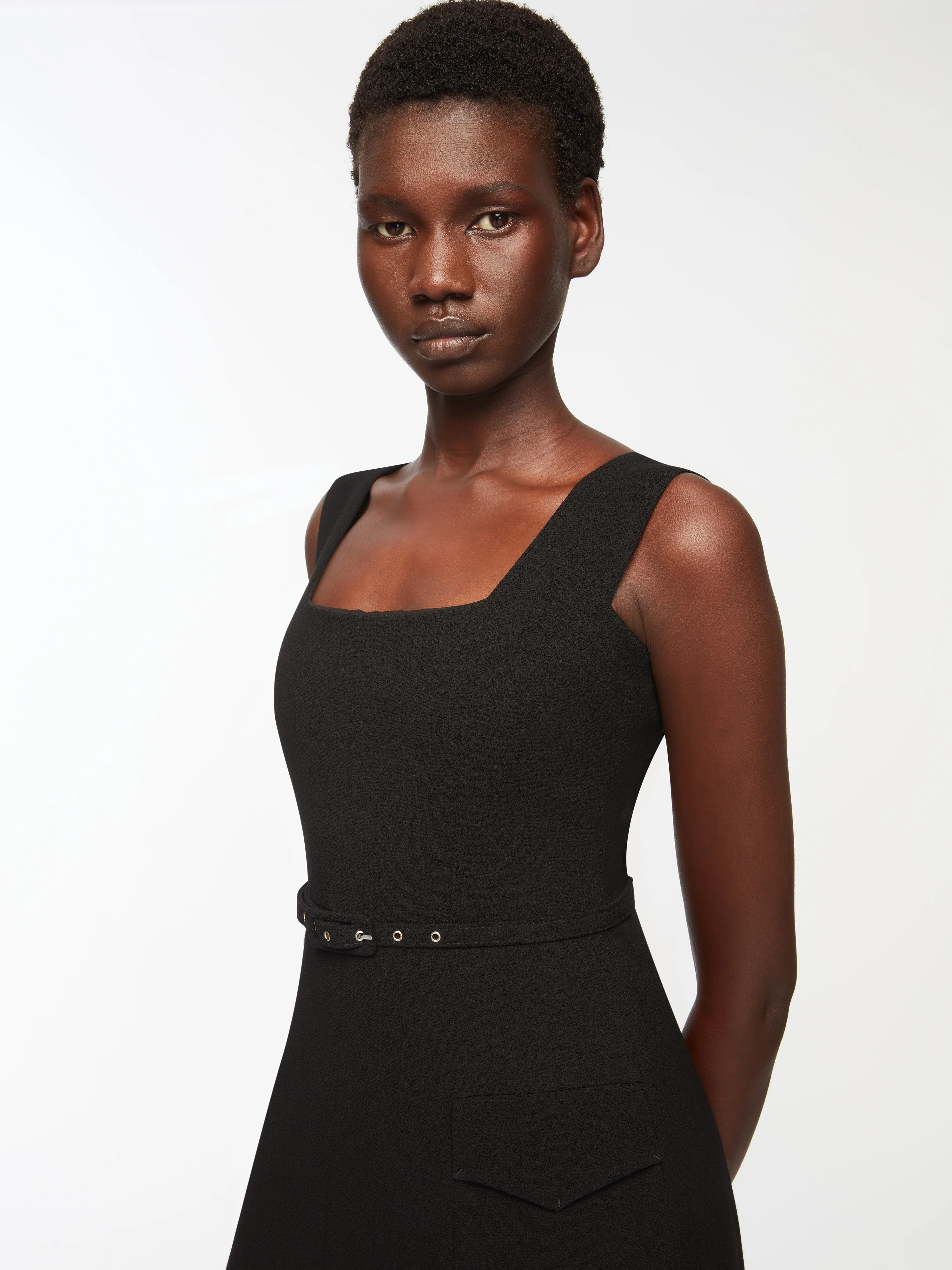 Petra Dress in Black Single Wool Crepe - Image 5