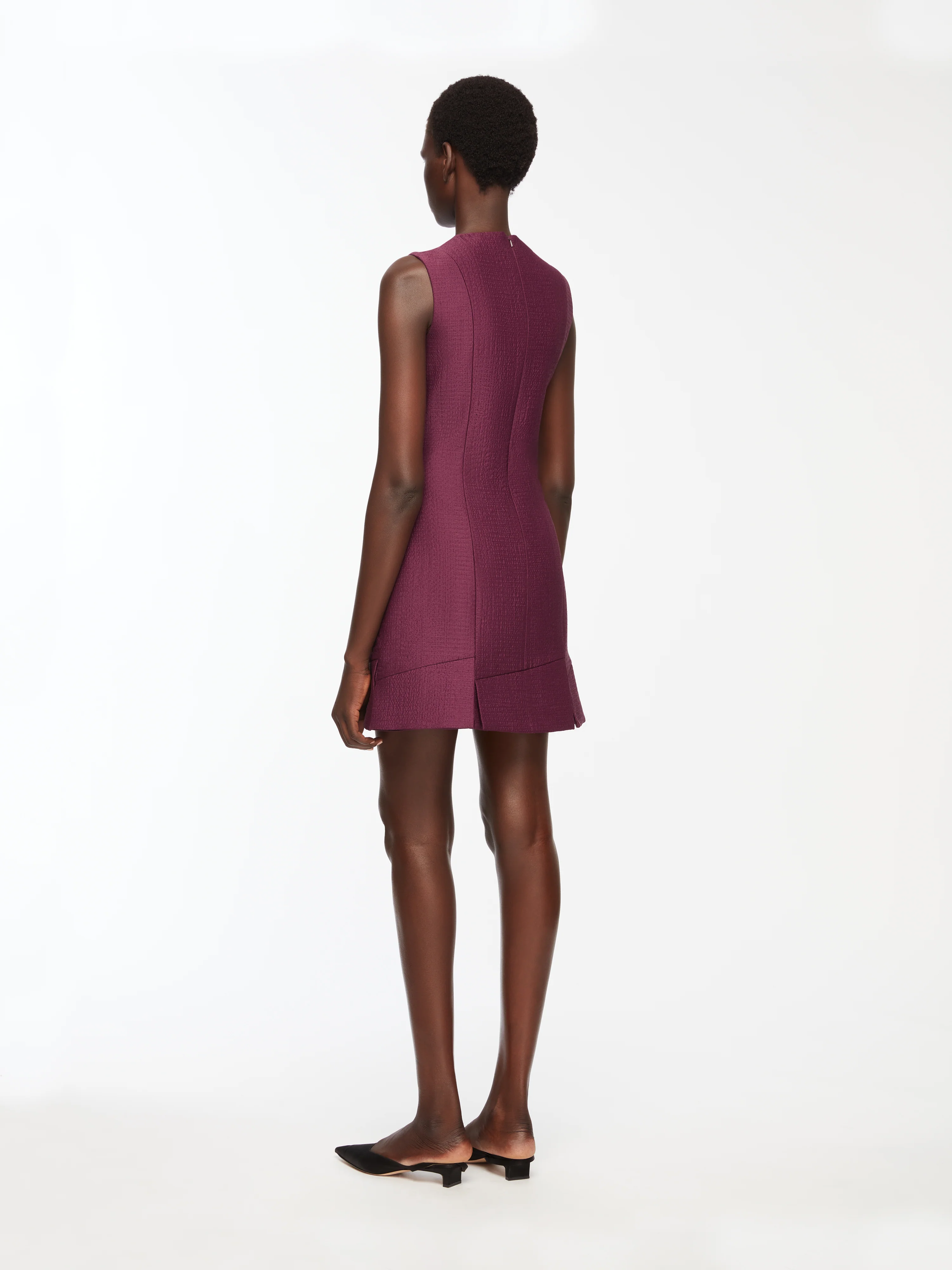 Petronella Dress In Plum Needle Punch Satin - Image 4