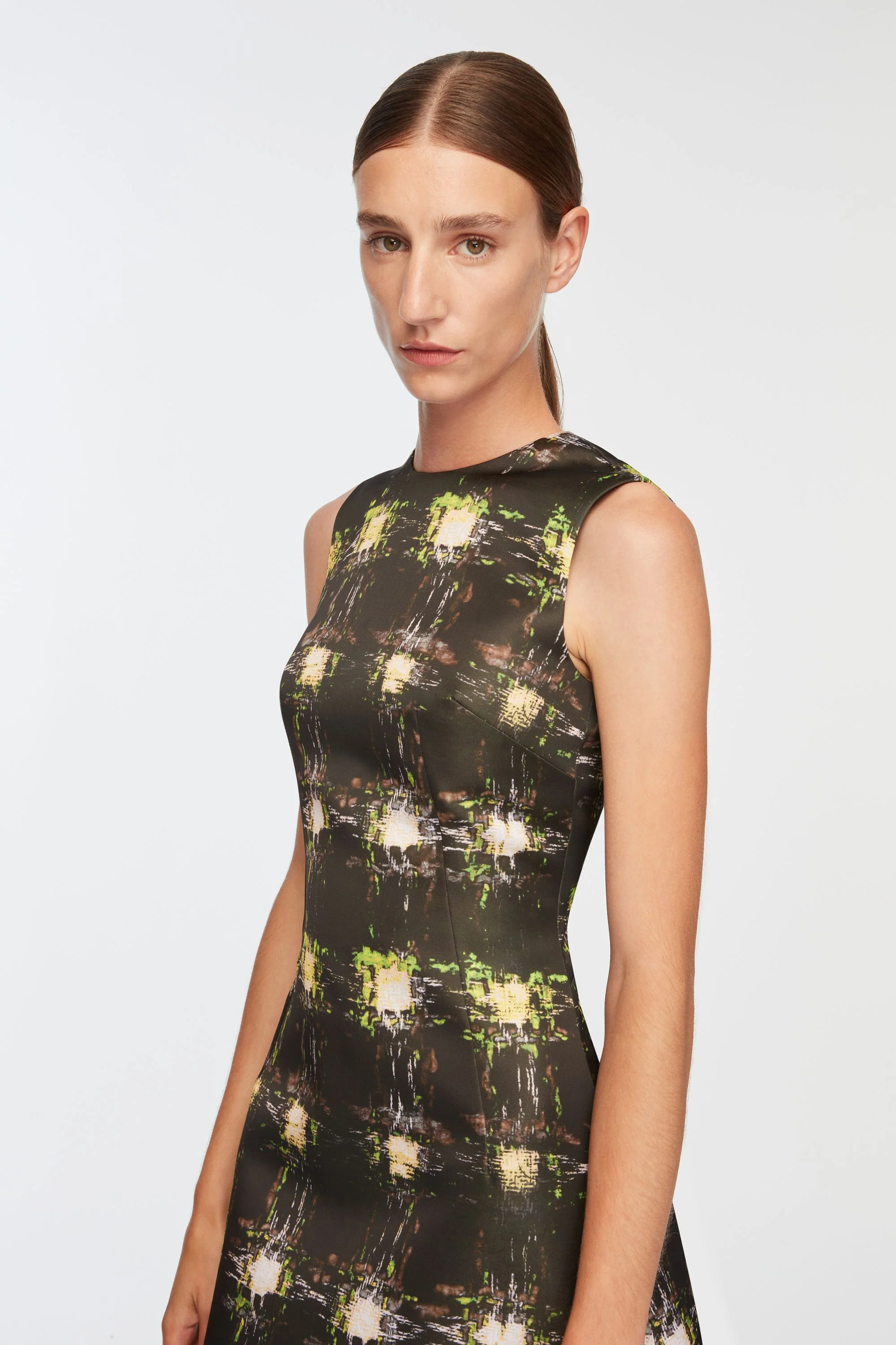 Rumi Dress In Printed Green Check Genzianella - Image 5
