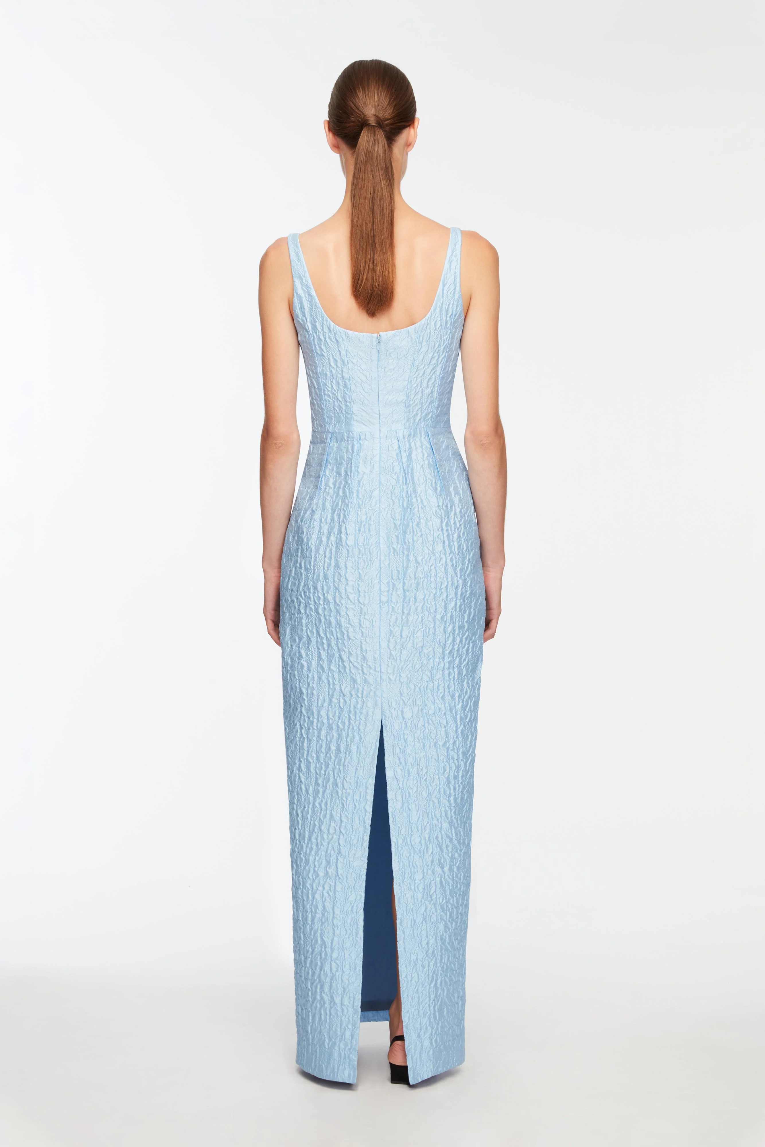 Sharon Dress In Baby Blue Seersucker - Image 4