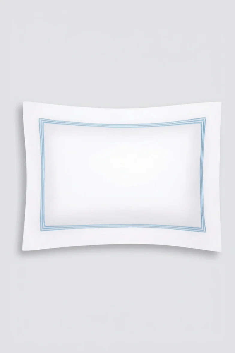 Silvia Pillow Slip in White & Blue Cotton