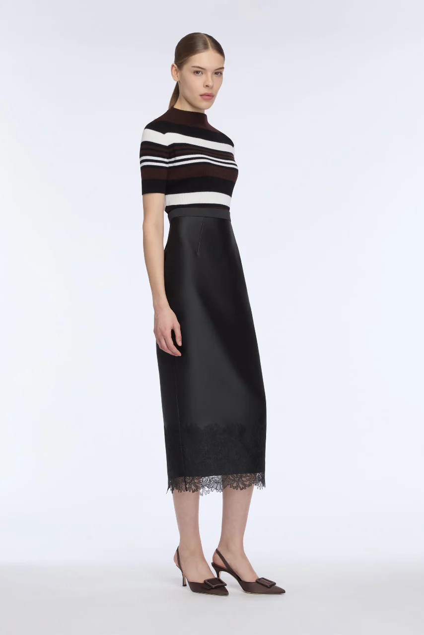 Toma Knit Top in Brown, Black & White Merino Wool - Image 3