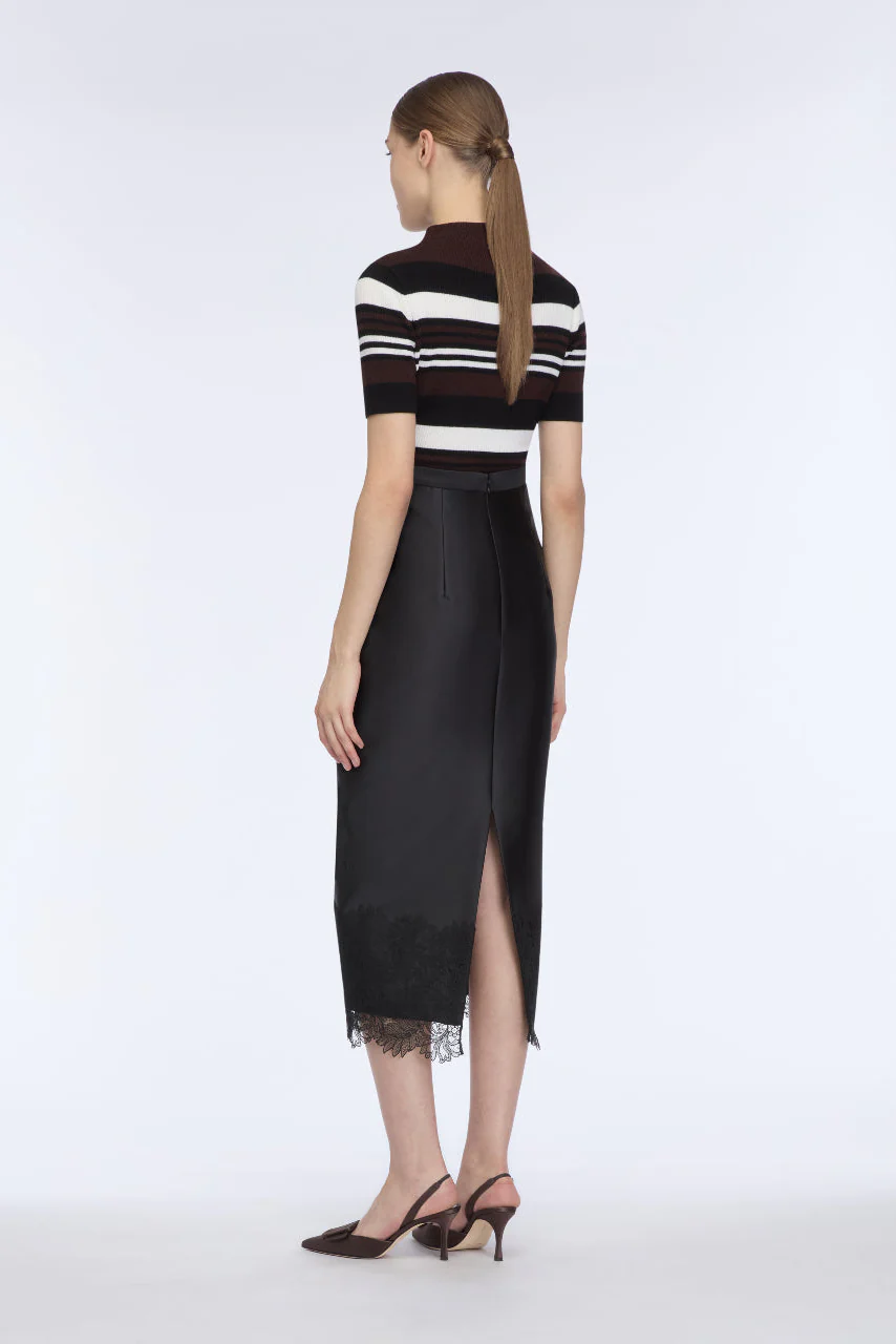 Toma Knit Top in Brown, Black & White Merino Wool - Image 5