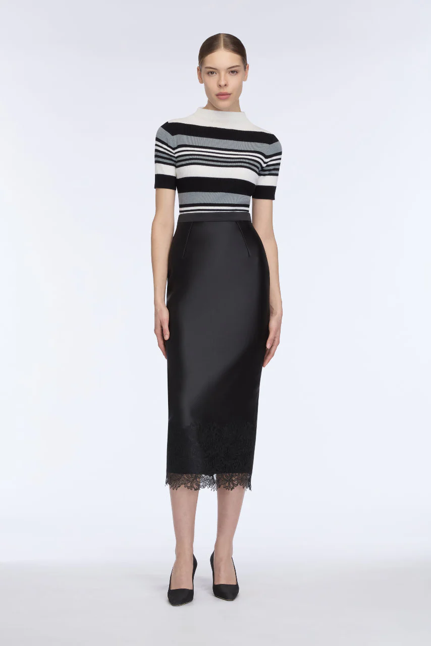Toma Knit Top in Grey, Black & White Merino Wool - Image 3