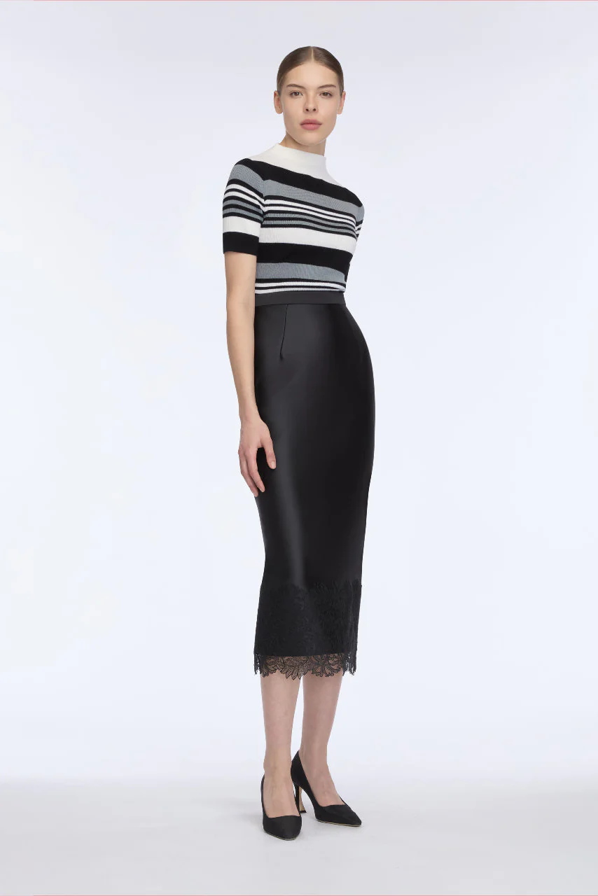 Toma Knit Top in Grey, Black & White Merino Wool - Image 4