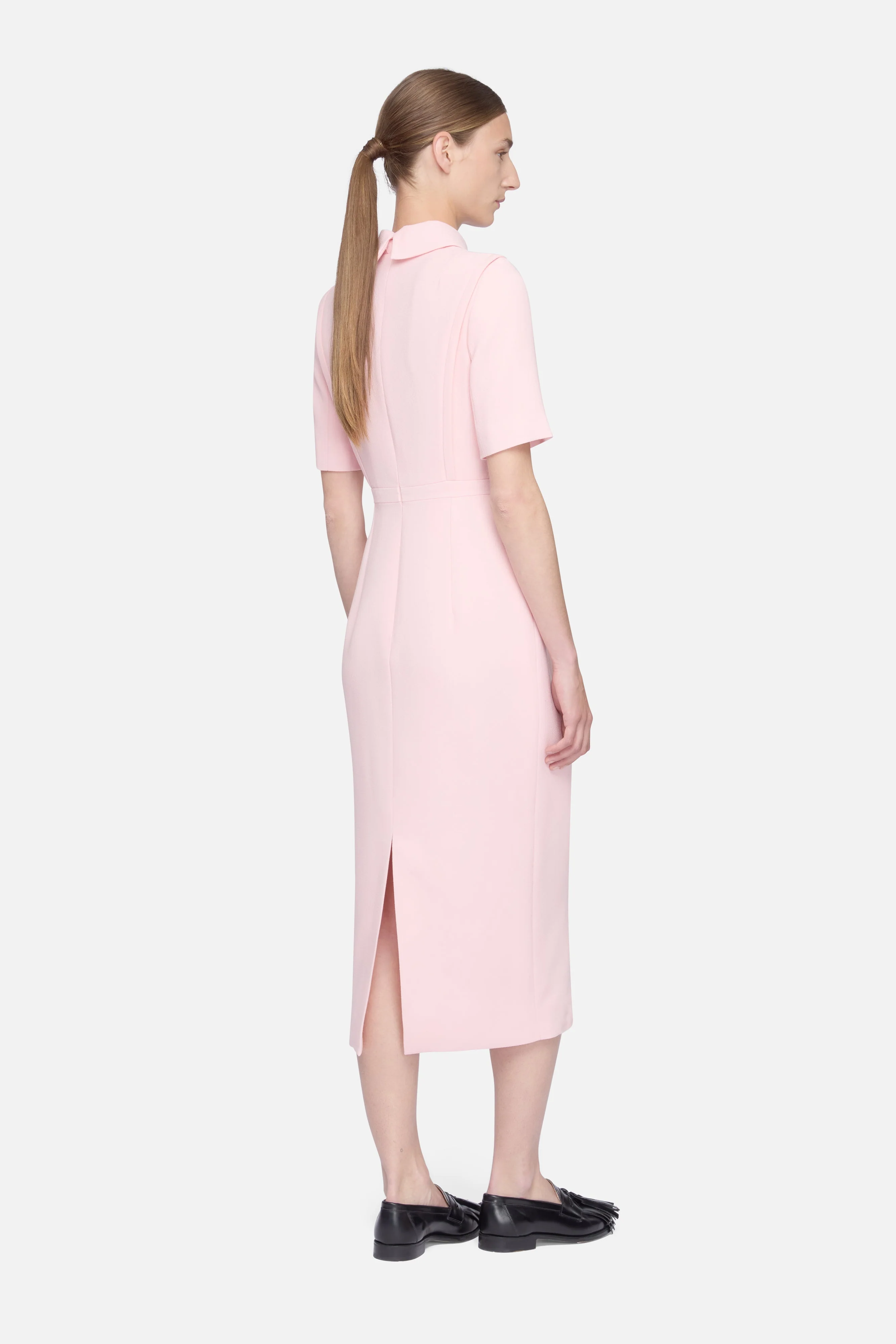 Valletta Dress in Light Pink Single Wool Crepe - Image 5