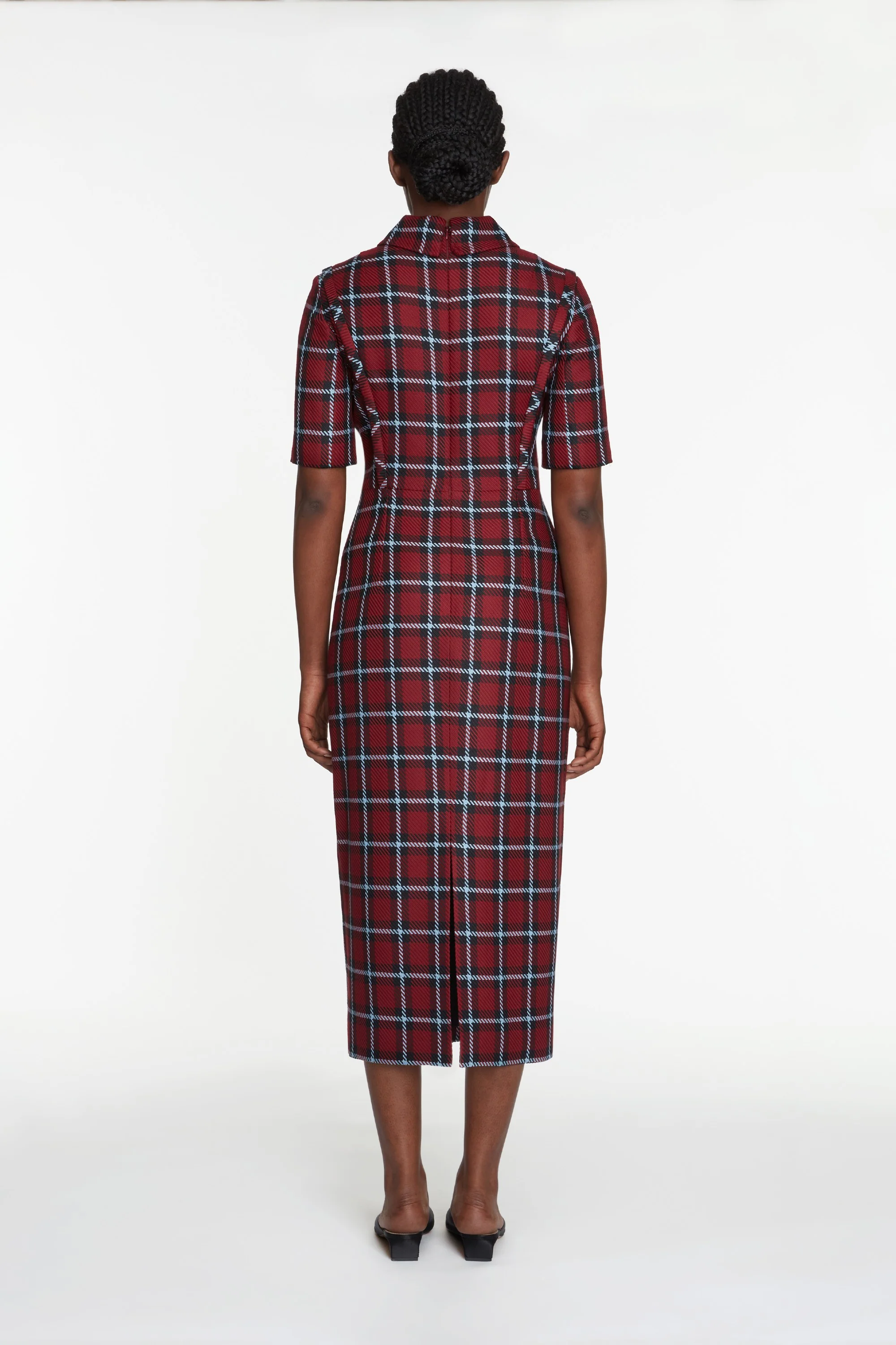 Valletta Dress In Red & Blue Tartan Merino - Image 5