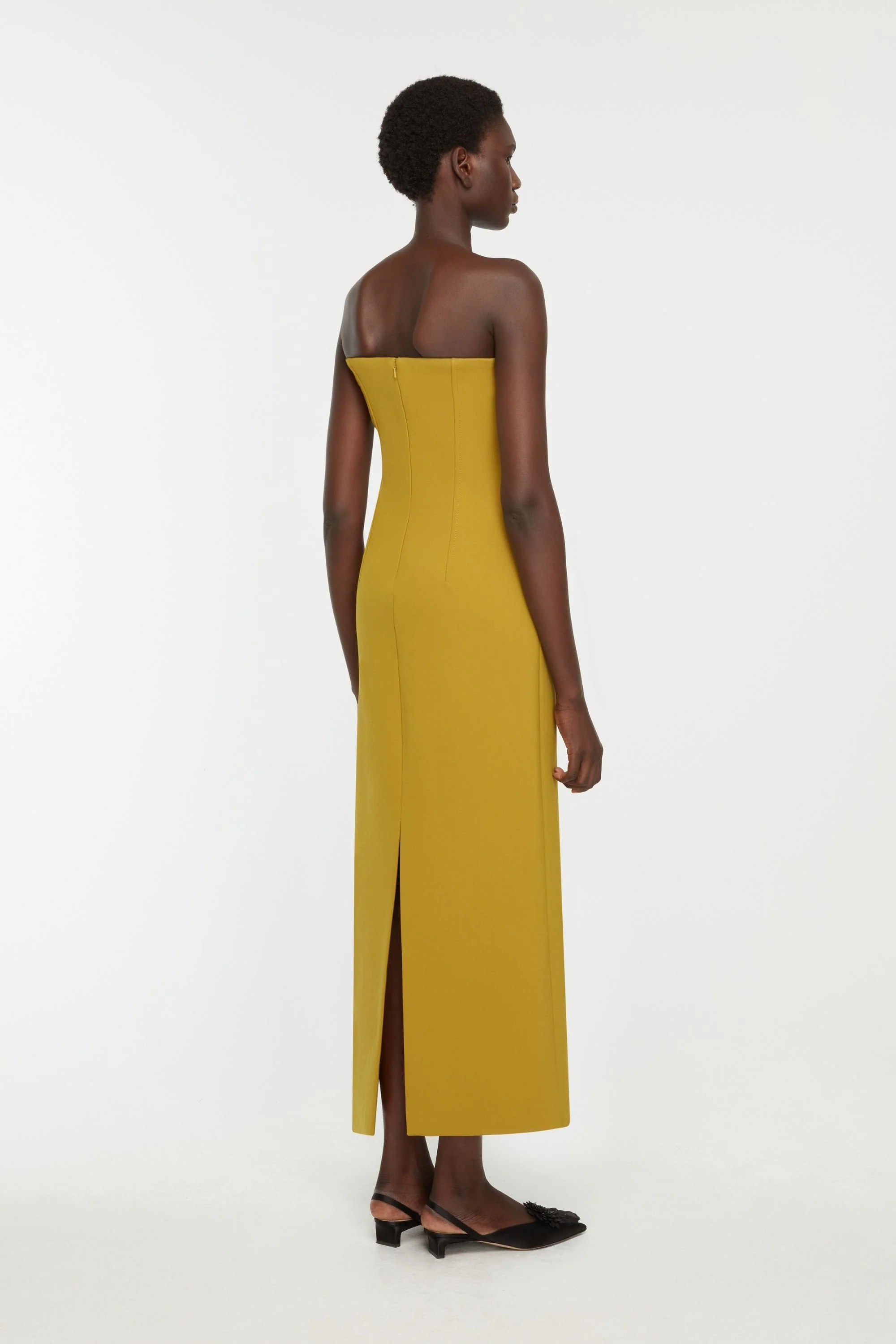 Zenovia Dress In Chartreuse Birdseye Suiting - Image 4