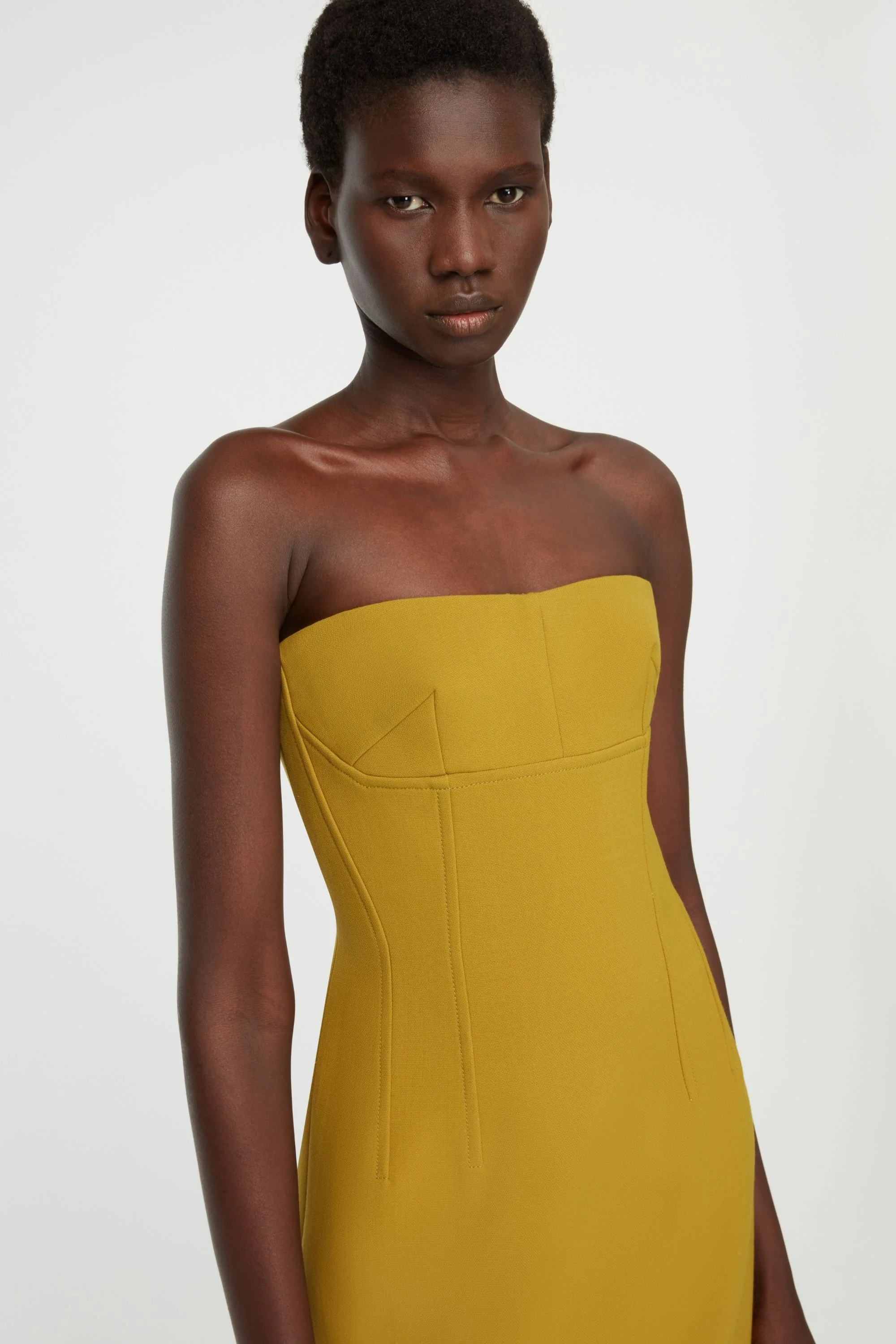 Zenovia Dress In Chartreuse Birdseye Suiting - Image 5