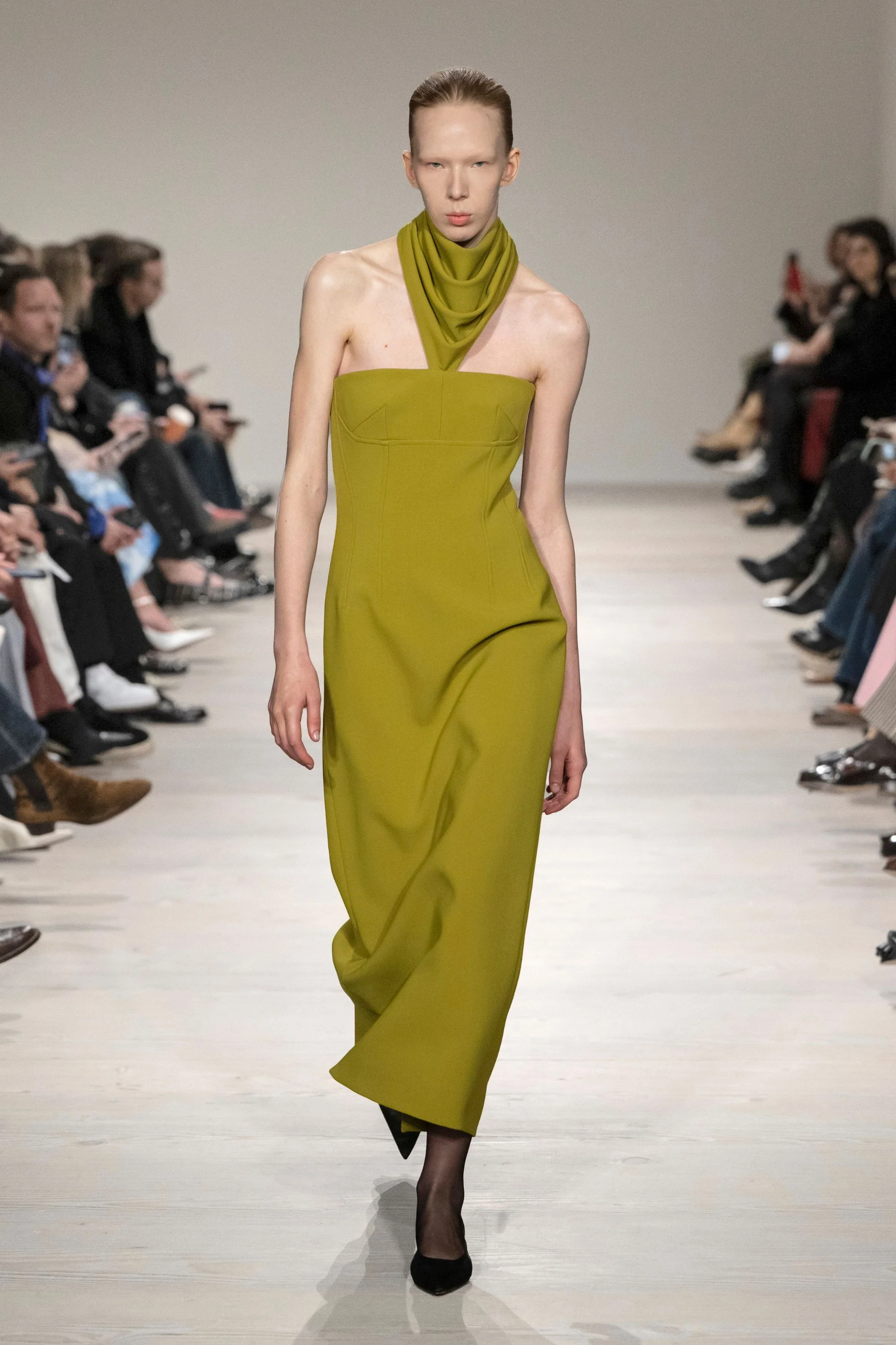 Zenovia Dress In Chartreuse Birdseye Suiting - Image 6